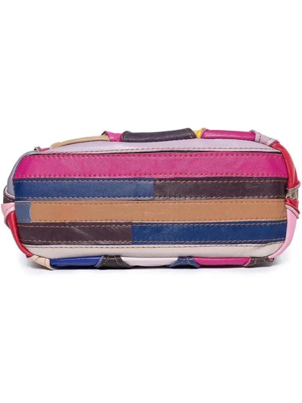 Colorful Soft Leather Crossbody Purse | Multicolor Spliced Shoulder Bag, Satchel